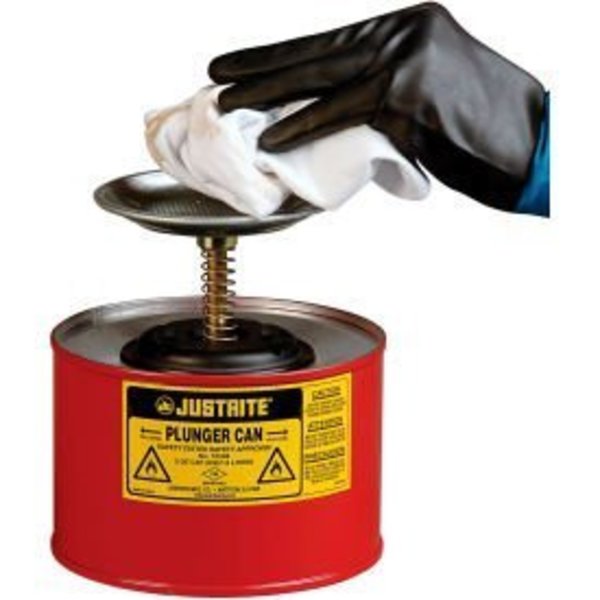 Justrite Justrite Safety Plunger Can - 2 Quart Steel, 1020-8 1020-8